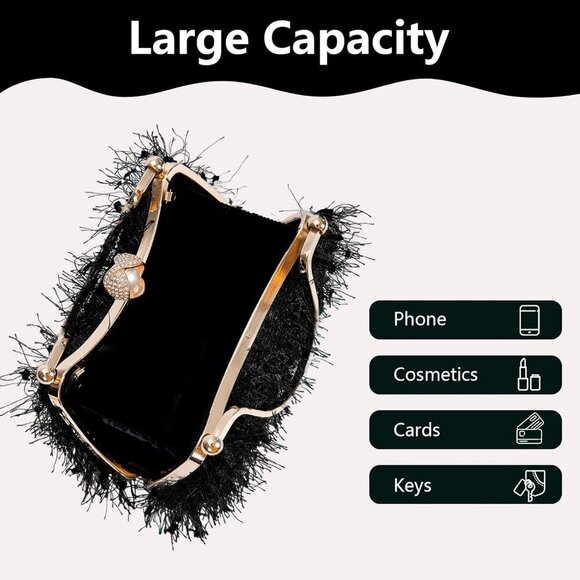 Women's Evening Handbag Clutch Purse Shoulder Bag for Weddings and Parties - Picture 5 of 7